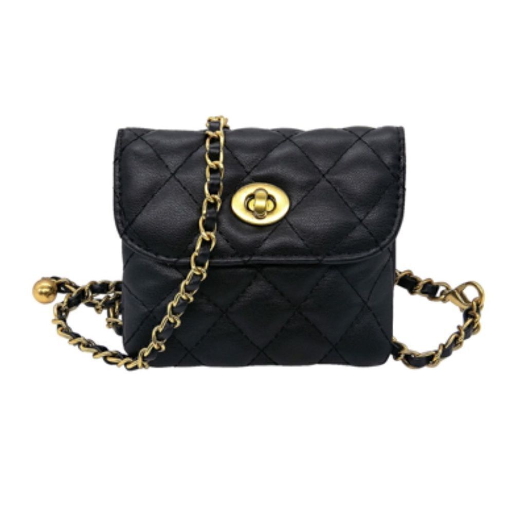 Black Quilted Chain Bag W2